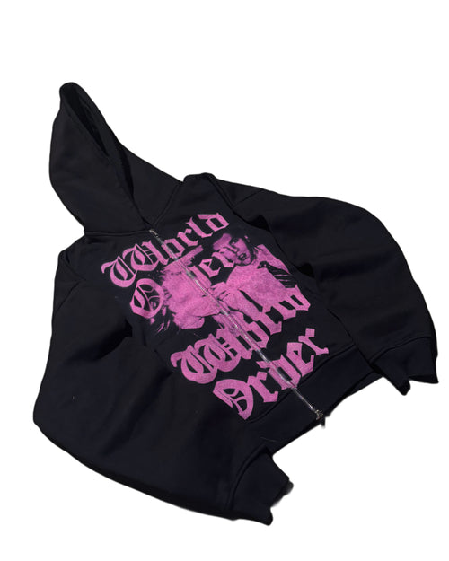 "WORLD ORDER" Black Zip Up